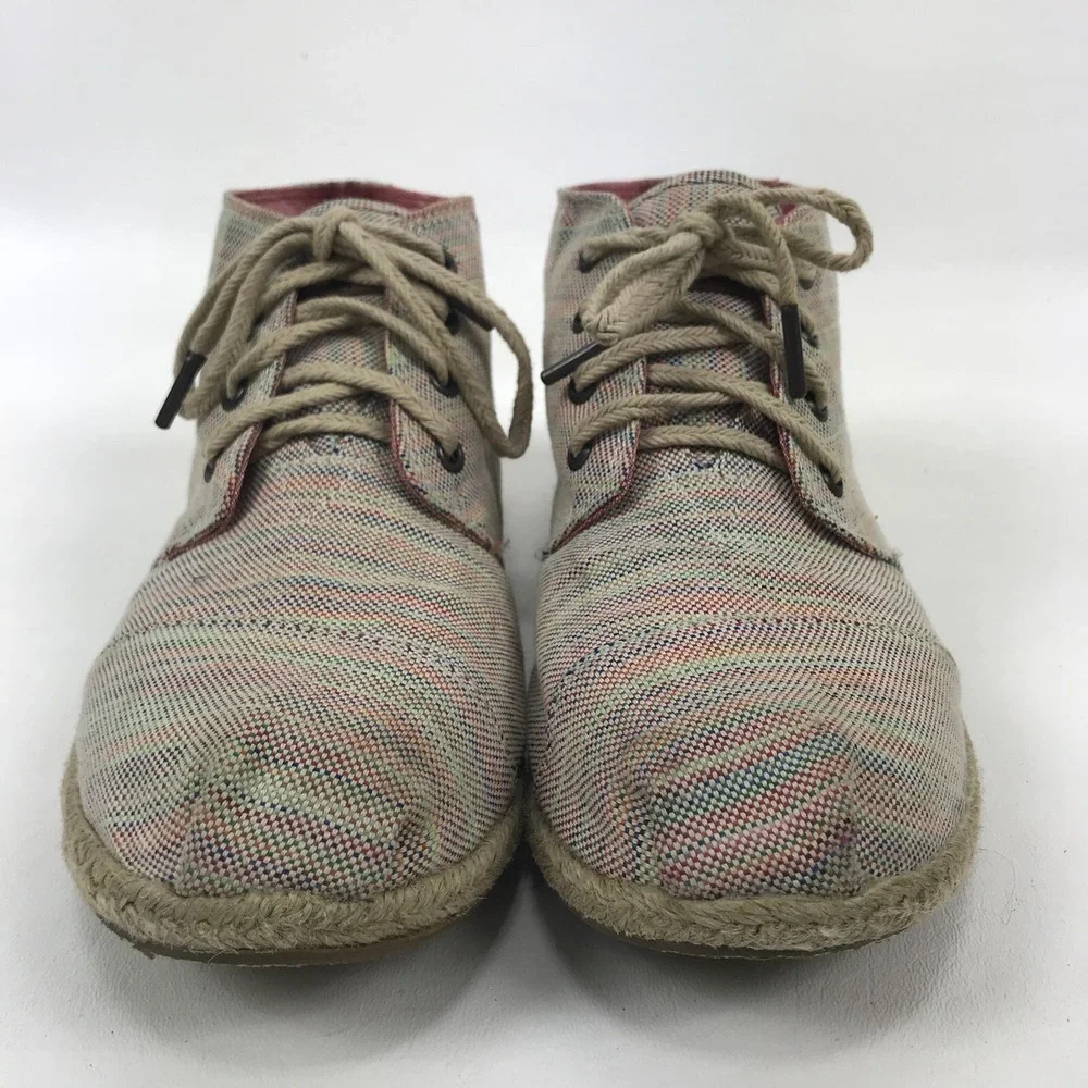 Toms Booties Canvas Hightops Womens Sz 9.5 Espadrille Shoes Multicolor